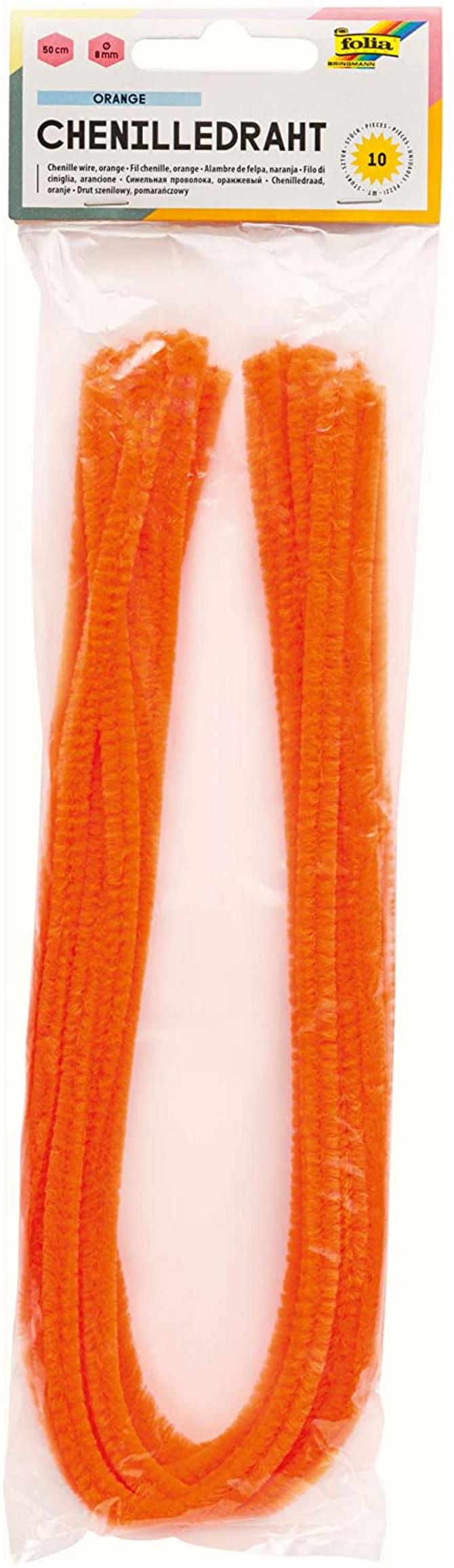 Chenilledraht, 50cm lang, Ø 8mm 10 Stück, orange