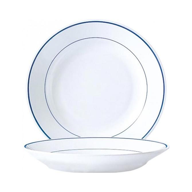 Arcopal Delft Teller tief, 22,5 cm, weiß mit blauem Rand