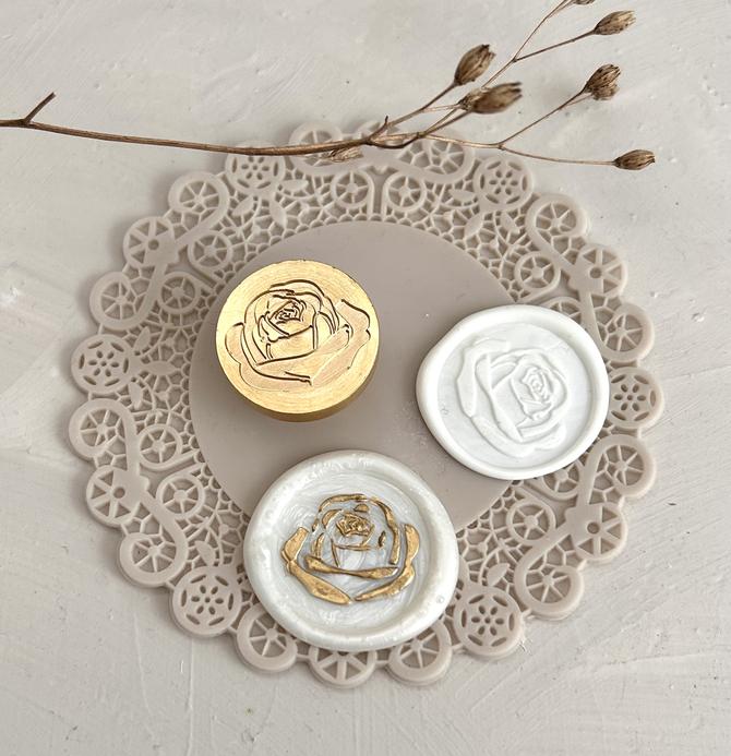 Wachssiegel Stempel Kopf "Rose", D ca. 2,5cm