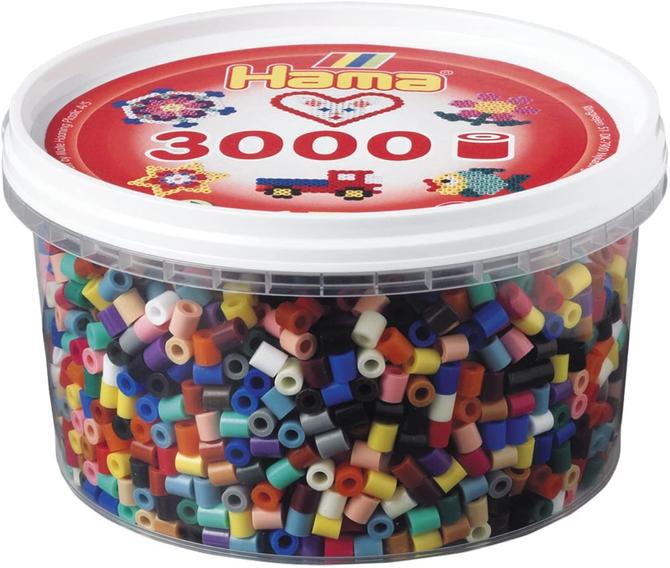 Perlen, Dose mit ca. 3000 Bügelperlen bunt gemischt