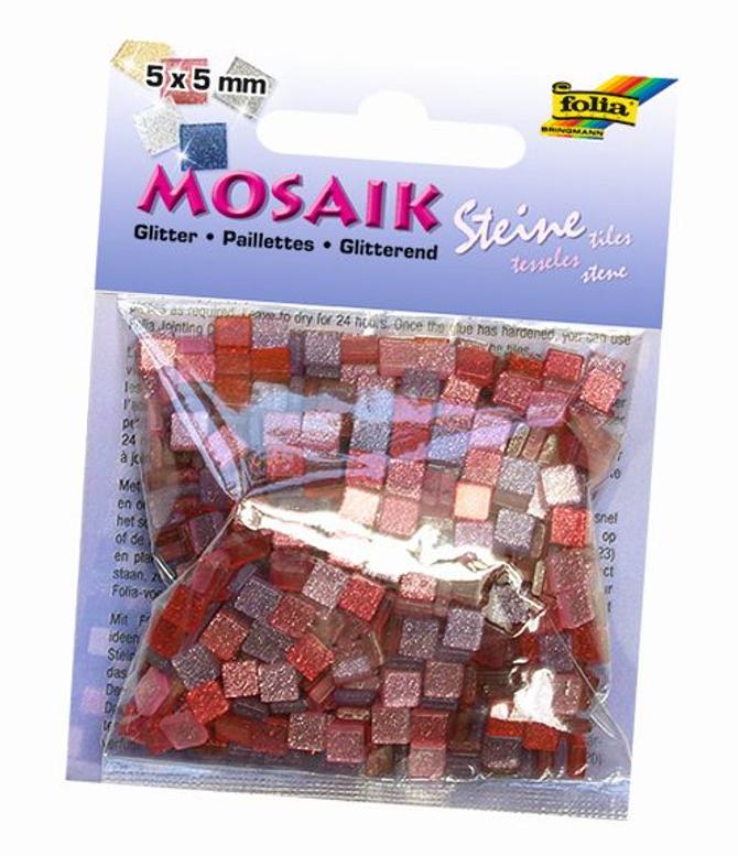 Mosaiksteine GLITTER MIX, 45 g, 5 x 5 mm, 700 Stück, verschiedene Farben