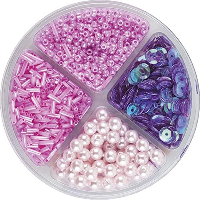 Perlen- und Pailletten-Mix - Schmuckset 90 x 10 mm, lila
