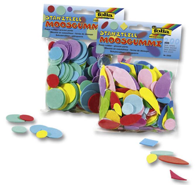 Moosgummi-Stanzteile, 200 Kreise, in verschiedenen Farben & Größen sortiert