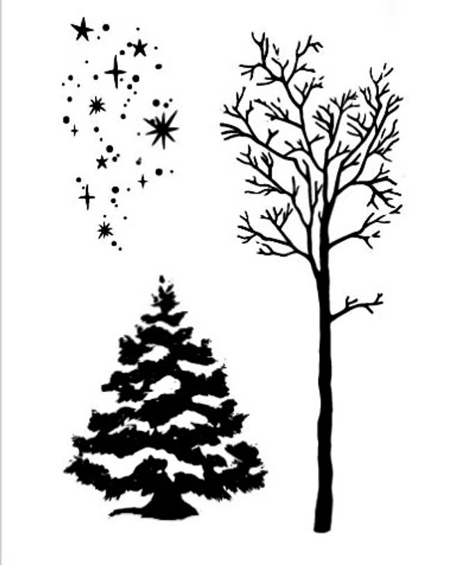 Clear Stamp Set "Winter Nacht"", bis 3,5x9cm, 3-tlg.