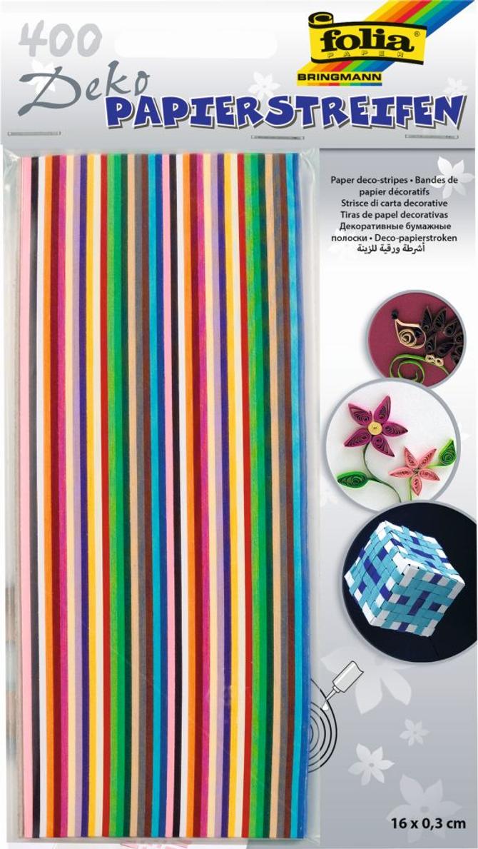 Deko-Papierstreifen 130g/m², 160 x 3 mm, ca. 400 Streifen, farbig sortiert