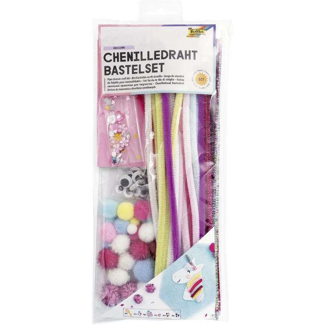 Chenilledraht Bastelset "Unicorn", 227 Teile, Megaspaß von Folia !
