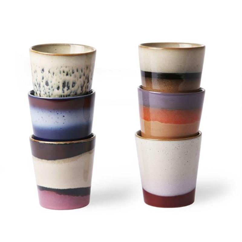 HK Living Becher ceramic 70´s - 6er Set