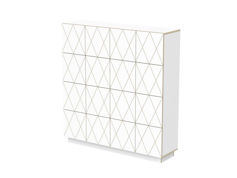 Highboard Romb skandinavisches Design weiß