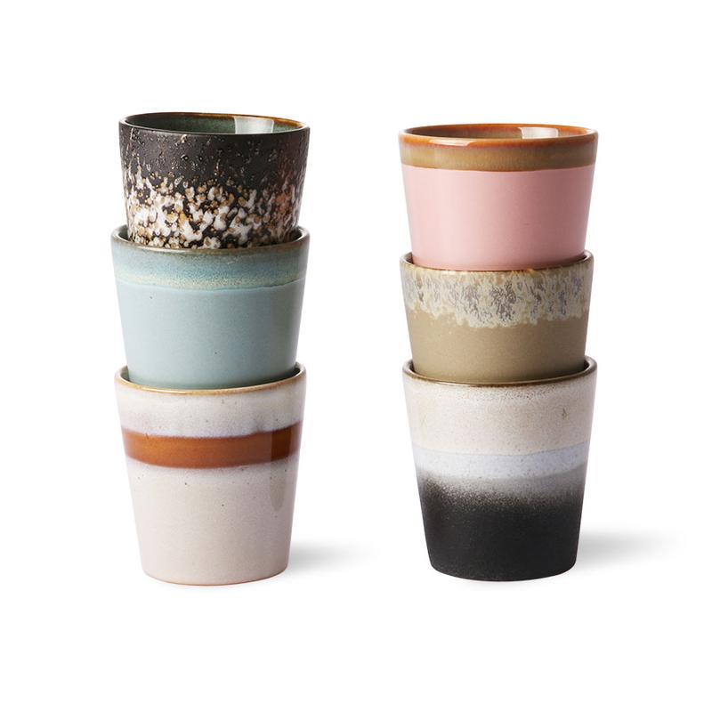 HK Living Becher ceramic 70´s - 6er Set 