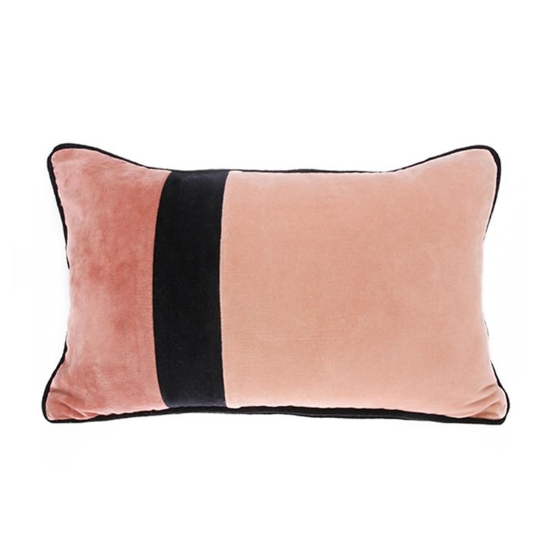 HK LIVING Kissen - samt black piping 30x50cm