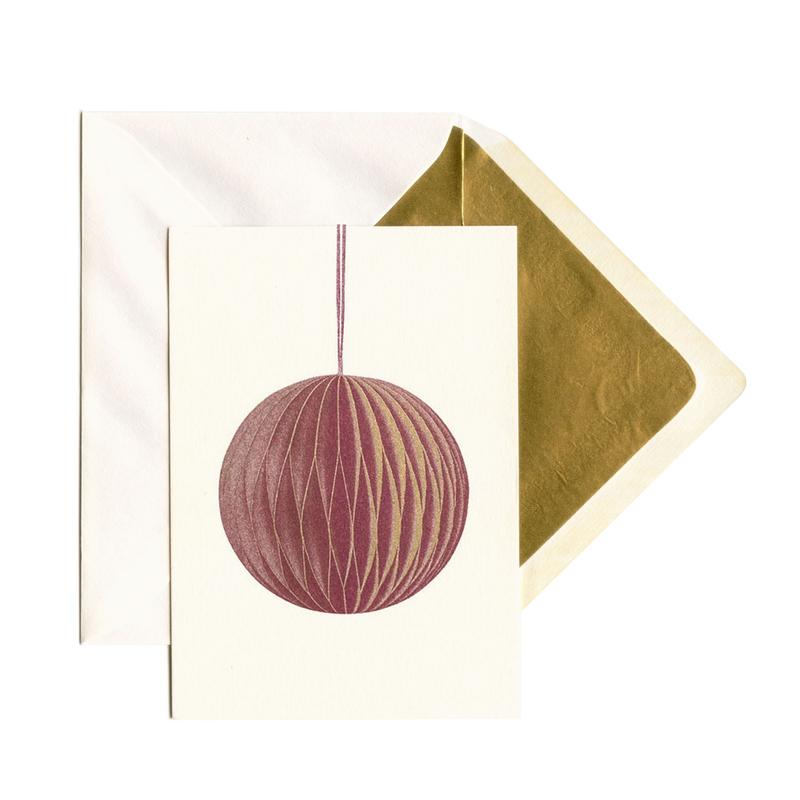 Roter Weihnachtsschmuck Kunstkarte  / Red Christmas Decoration Art Card  | Risographie Druck / Risograph Print | Artikelnummer: rio_weihnacht_schmuck_rot
