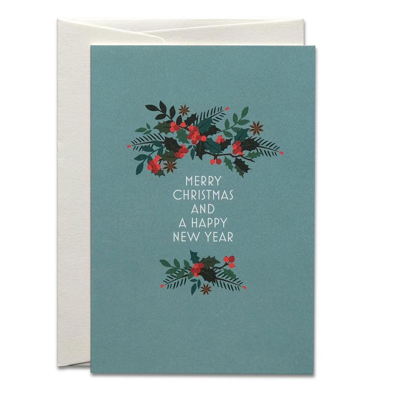 Beerenzweige Weihnachtskarte / Berry Twig Christmas Card | Offsetdruck / Offset print | Artikelnummer: HS_beerenzweige