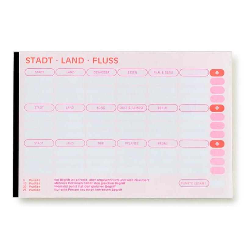 Stadt Land Fluss Spielblock / Categories Game Notepad  | Risographie Druck / Risograph print | Artikelnummer: rio_stadt
