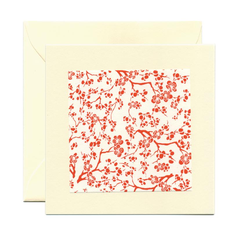Chiyogami Grußkarte Kirschblüten / Cherry blossom greeting card | Japanischer Siebdruck / Japanese silkscreen | Artikelnummer: 553.013