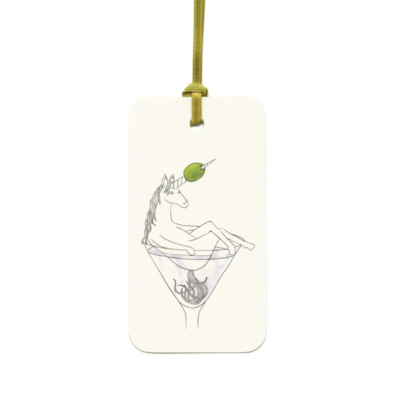 Einhorn Geschenkanhänger / Unicorn Gift Tag | Einhorn im Martini Glas / Unicorn in Martini Glass | Artikelnummer: lilli_tag_martini