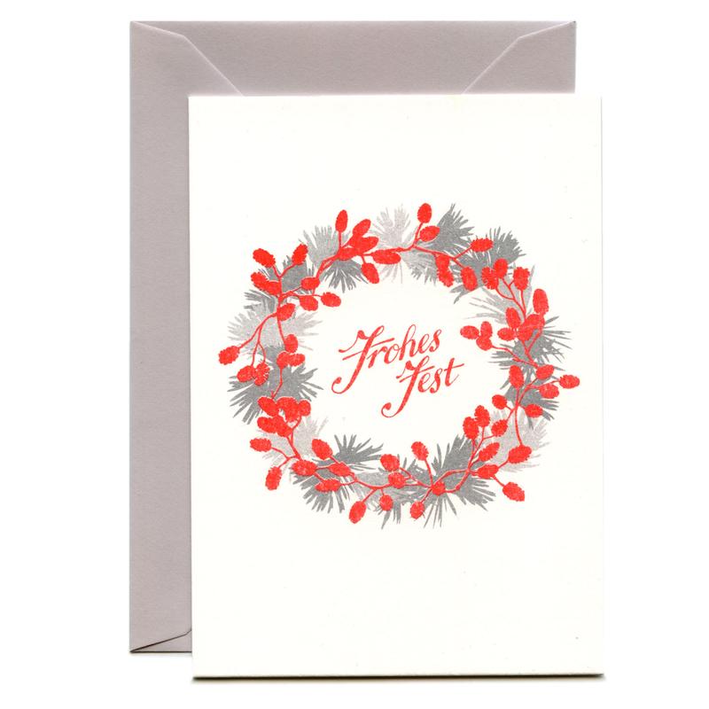 Frohes Fest Risographie Karte / Christmas Card Risograph Print | by Lion&Bee - Alessio & Imme Leonardi | Artikelnummer: lionbee-frohes_fest