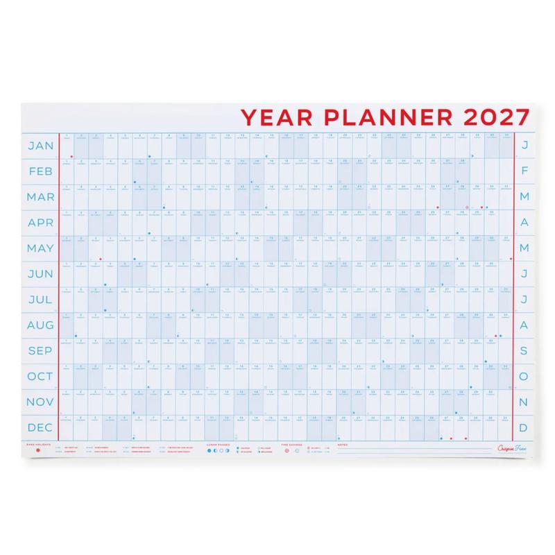 2027 Horizontaler Wandkalender / Year Planner Landscape | Design by Crispin Finn | Artikelnummer: crisp_horiz