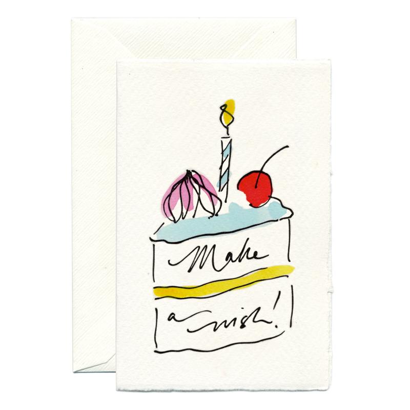 Geburtstagskuchen / Make a Wish | Handkolorierte Grußkarte / Hand painted greeting card | Artikelnummer: scr_wish