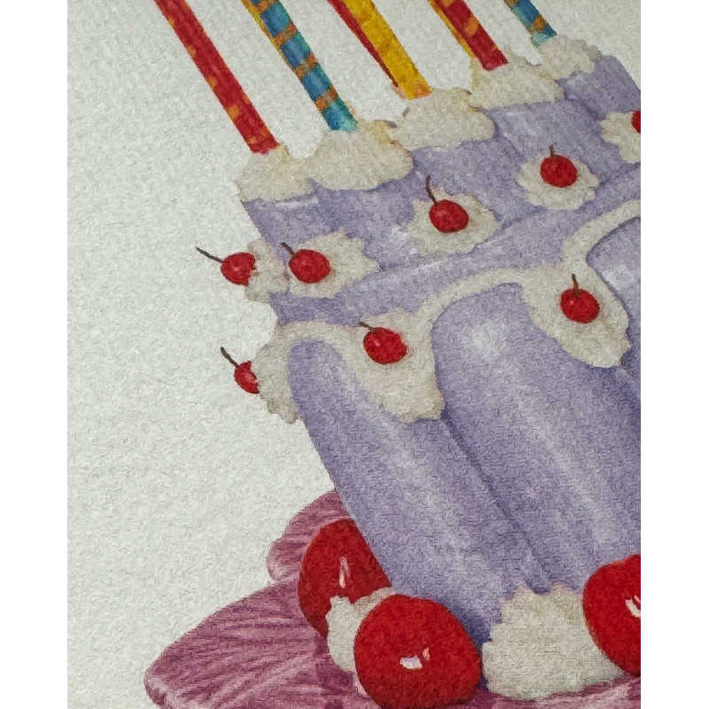 Geburtstagskarte Puddingtorte Flieder / Lavender Cream Blancmange Birthday Card | Goldgeprägtes Etikett / Gold foil embossed label | Artikelnummer: canonbury_lavender