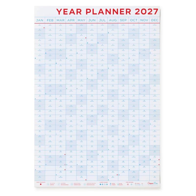 2027 Vertikaler Wandkalender / Year Planner Portrait  | Design by Crispin Finn | Artikelnummer: crisp_vert