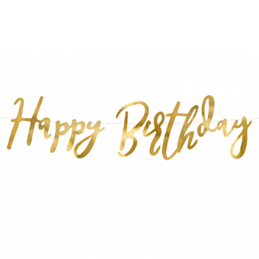 1 Bannergirlande - Happy Birthday - Gold