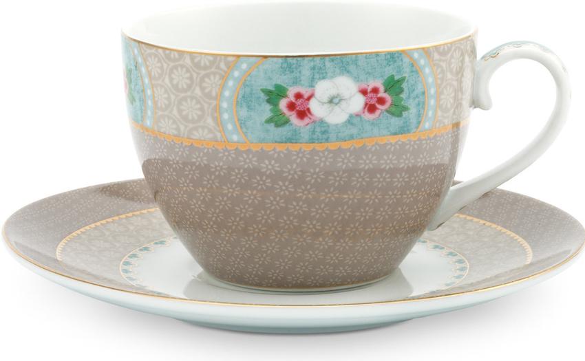 Blushing Birds Set, 2 Cappuccino Tassen & Untertassen, Farbe: Khaki, Geschenkset kaufen bei Deko Tirol 