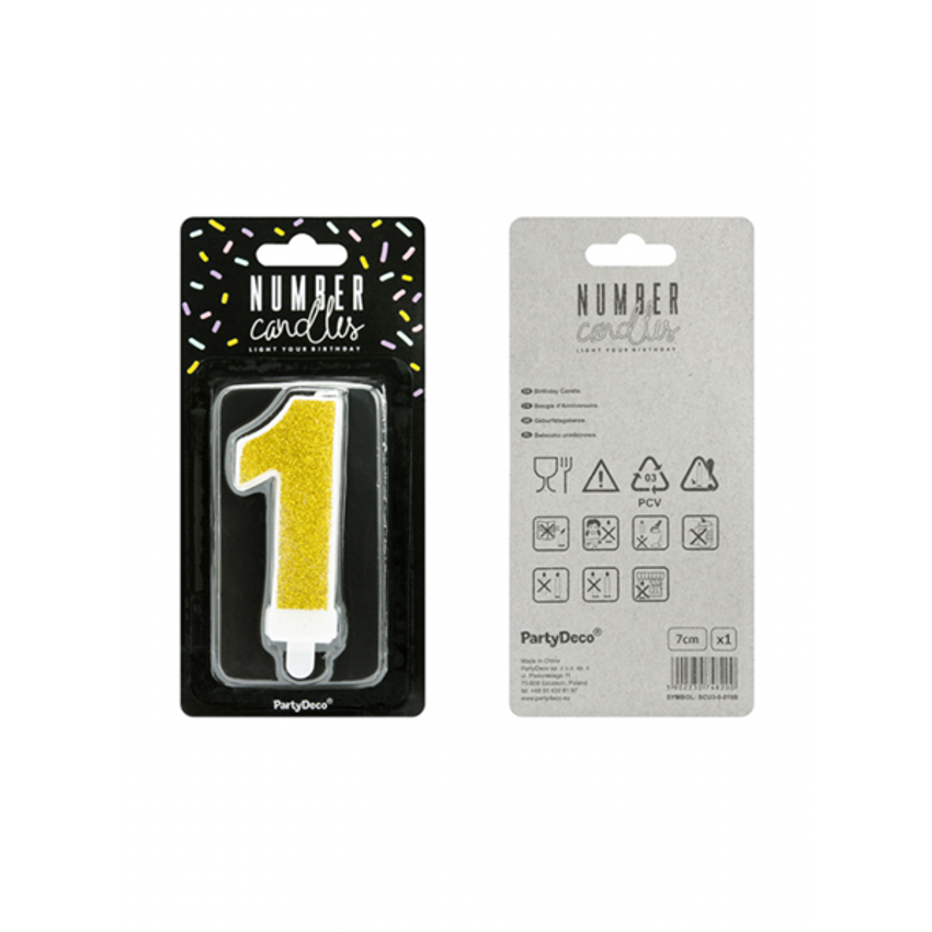 1 Kuchenkerze - Zahl 1 - Gold