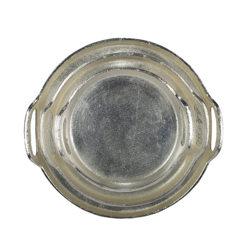 Tablett Silber Look, rund Ø 32cm, Verfügbar in drei Größen.