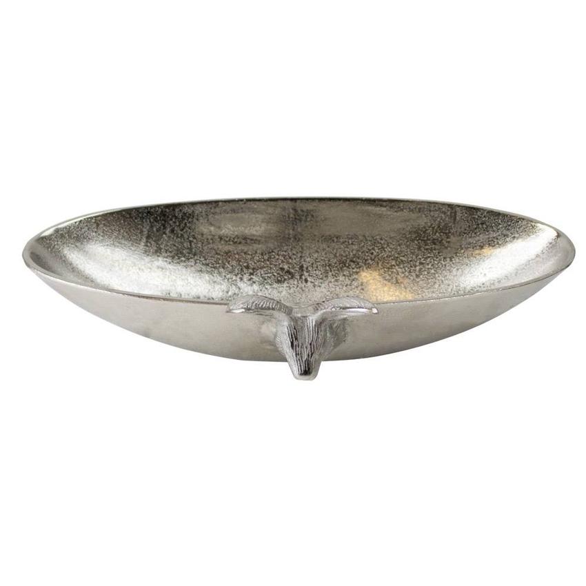 ​Schale Hase in Silber aus Aluminium als wunderschöne Dekoidee zu Ostern.