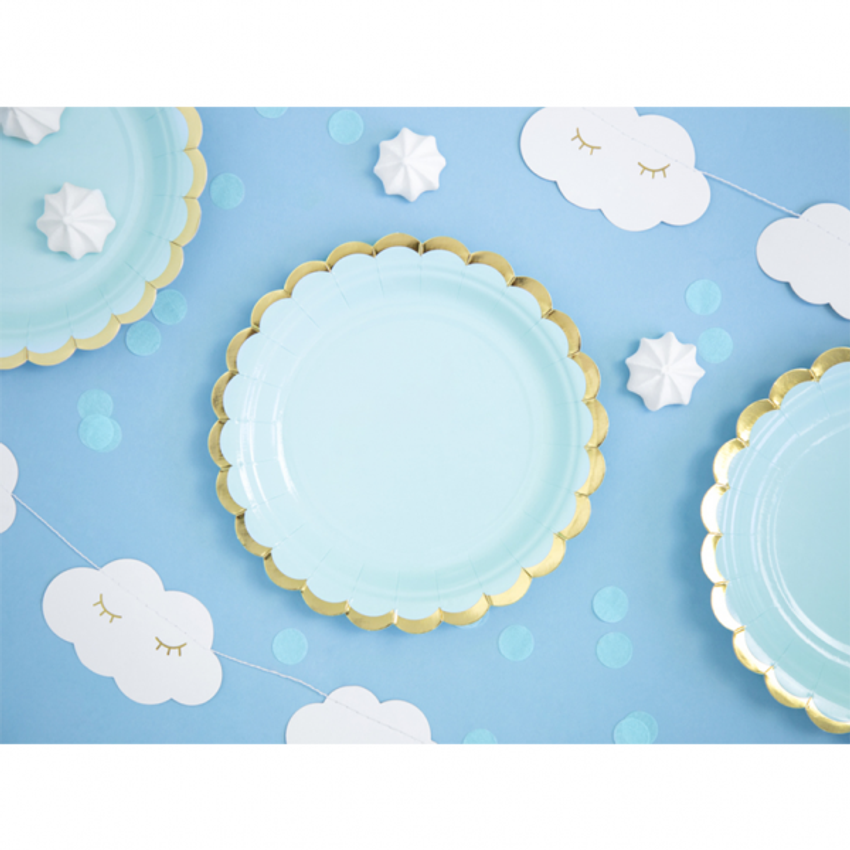 6 Pappteller Trend - Ø 18cm - Pastell Hellblau