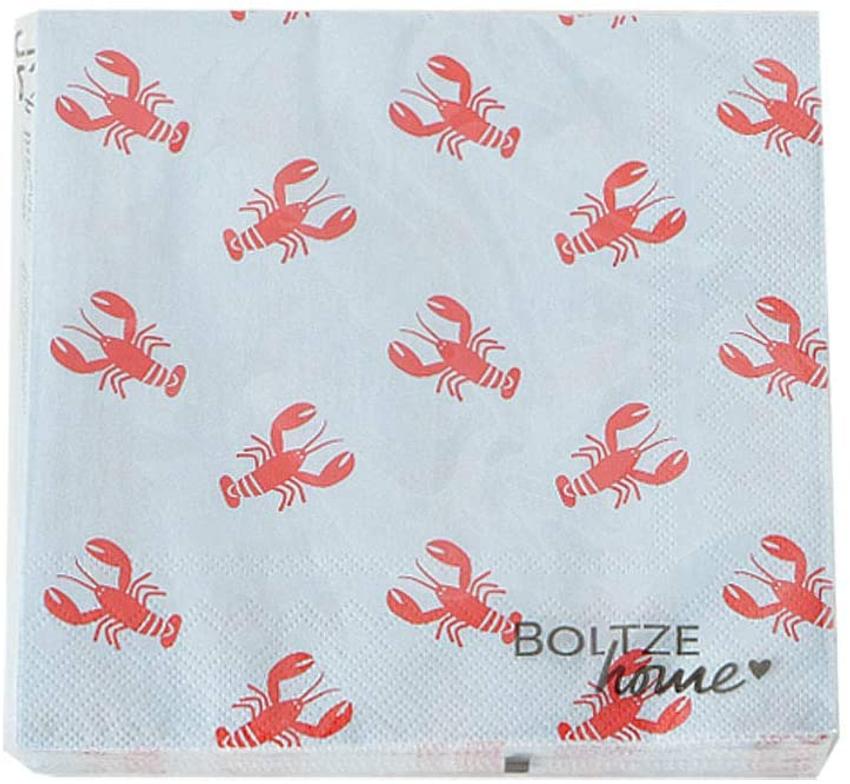 Servietten Hummer Lobster 17x17 cm; Farbe: Hellblau, Hummerrot; Marke: Boltze Home, online kaufen