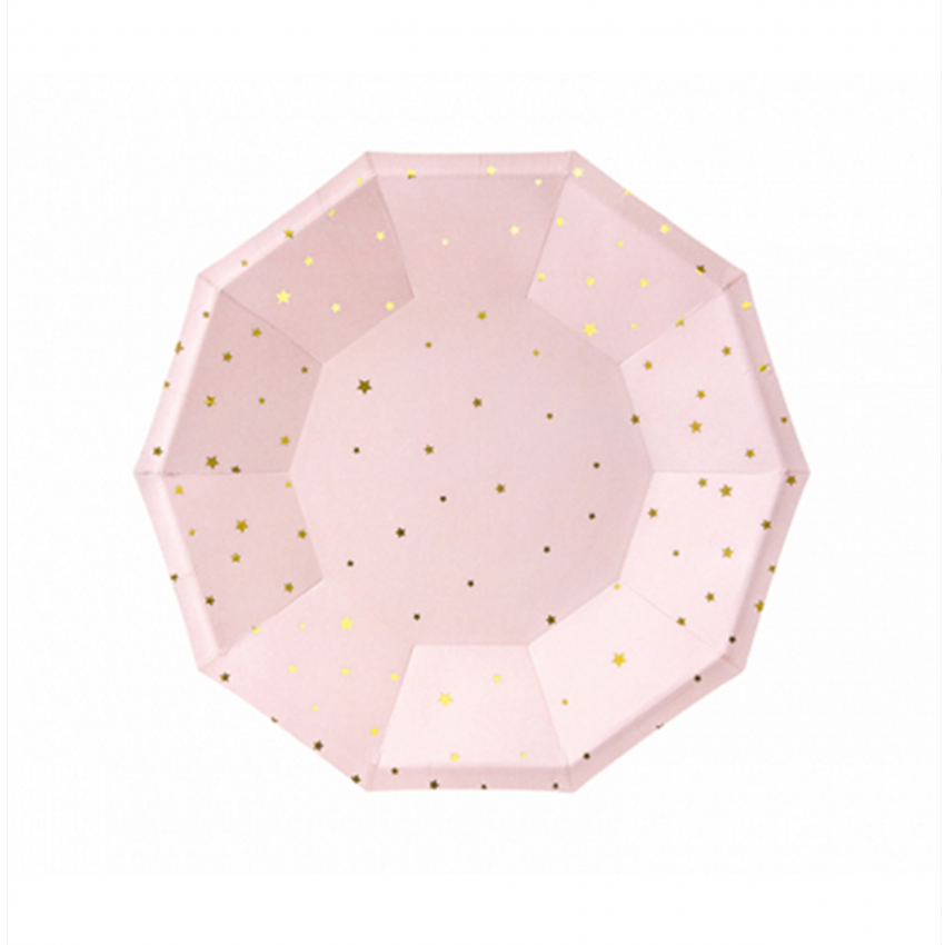 6 Pappteller Trend - Ø 18cm - Stars Rosa