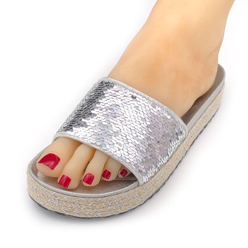 Sommersandale Lucca mit Plateausohle (40 EU, silber)