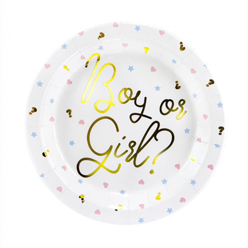 6 Pappteller Trend - Ø 23cm - Boy or Girl
