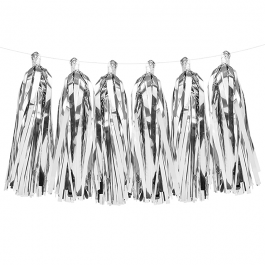 1 Tasselgirlande - 1,5m - Silber