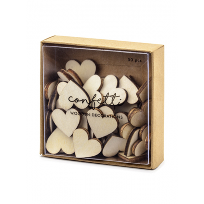  50 Holzkonfetti - Herzen 