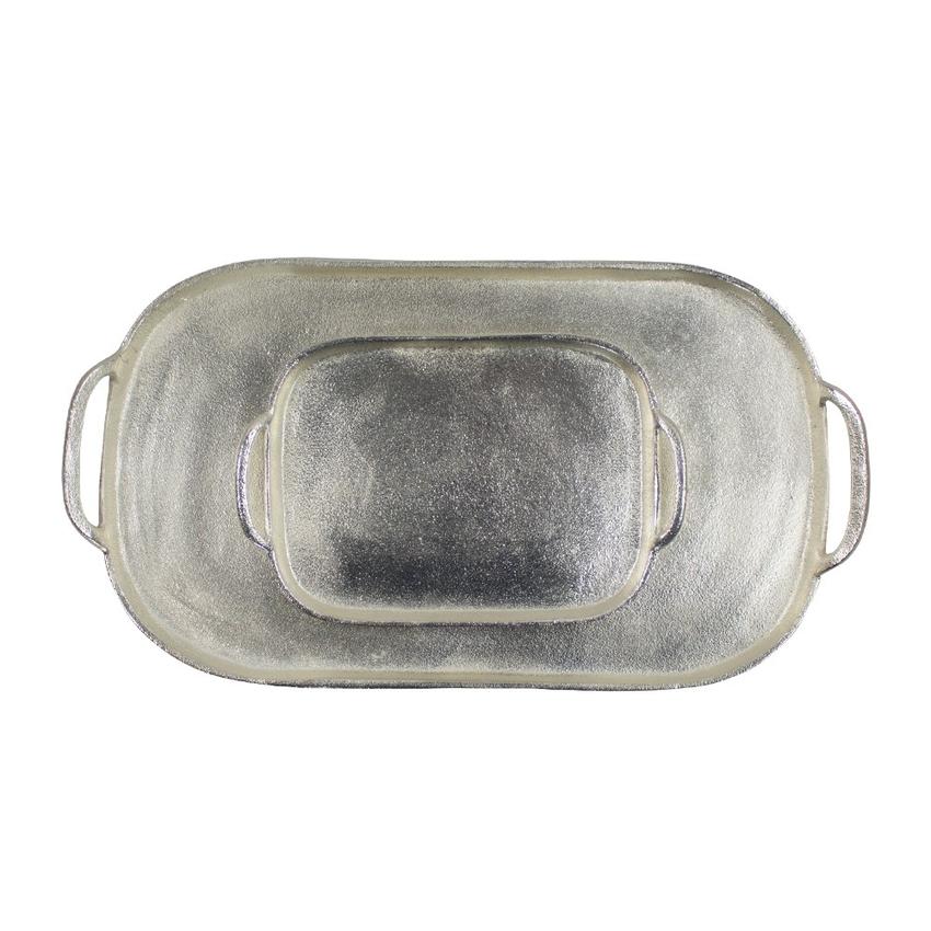 Tablett Silber Look, Form: oval, Größe: 31x20 cm, jetzt online kaufen.