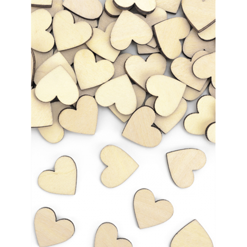 50 Holzkonfetti - Herzen 