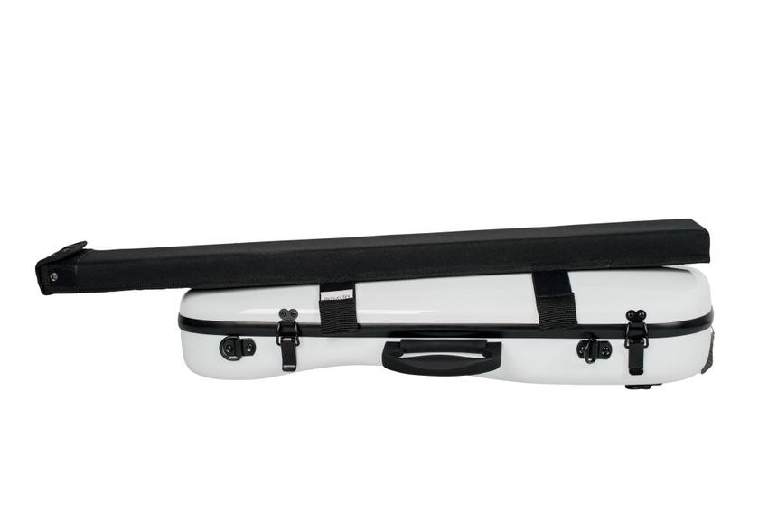 Set: White violin flight case, black tape, bow case / Weißes Violin Travel Case, schwarze Bänder, Bogenetui