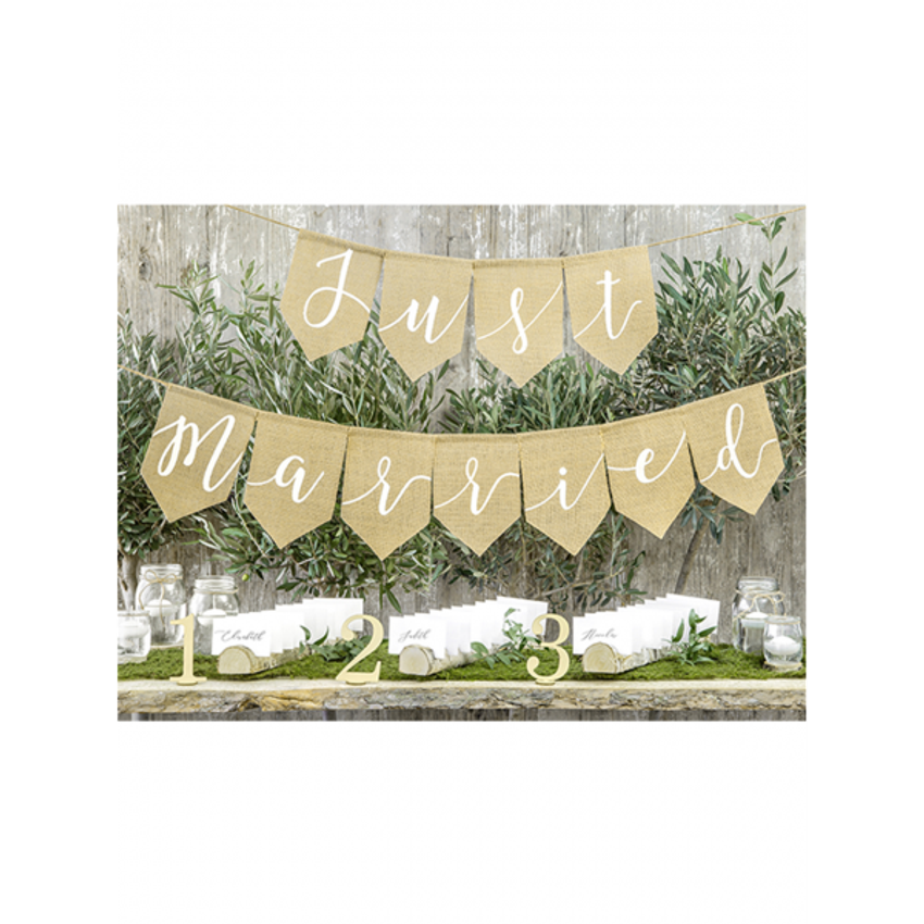 1 Bannergirlande aus Leinen - Just Married