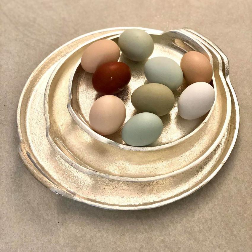 Tablett Silber Look, rund, Größe S mit 22 cm Durchmesser