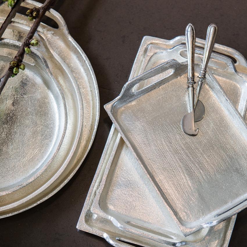 Tablett Silber Look, rund
