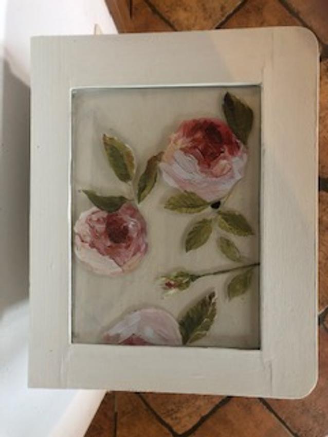 Ansicht von oben, Glasplatte mit Rosenmuster