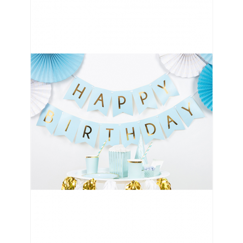 1 Bannergirlande - Happy Birthday - Hellblau