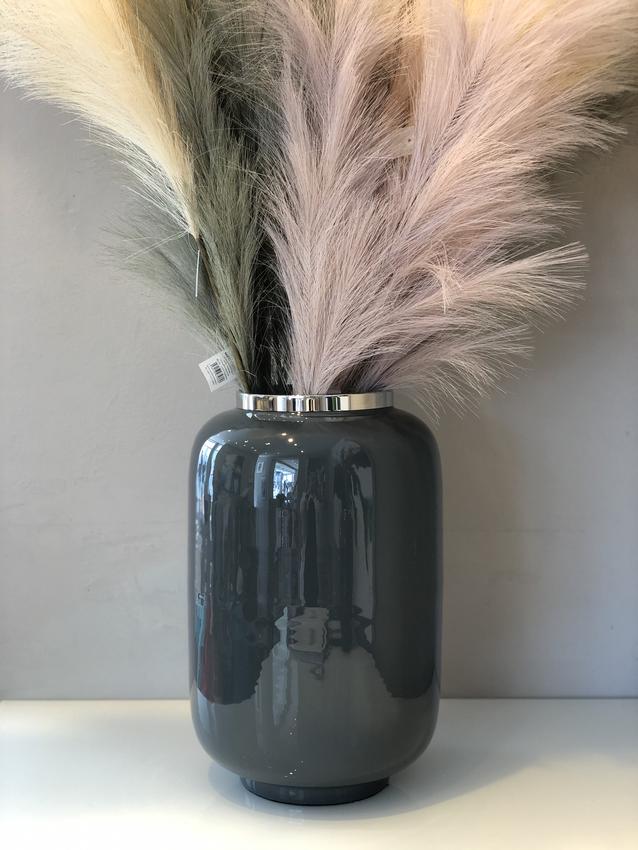 Vase Saigon, Metall Ring dunkelgrau/silber (Gr. L)