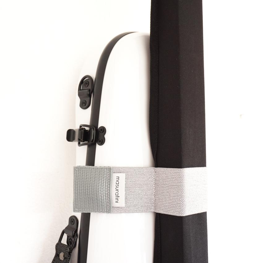 Silver bow case tape with glitter / Glitzernde Bogenhalter in silber für das masuratini Violin Flight Case