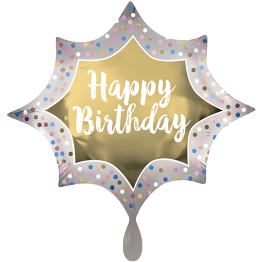 1 Ballon XXL - Birthday Satin Gold Burst