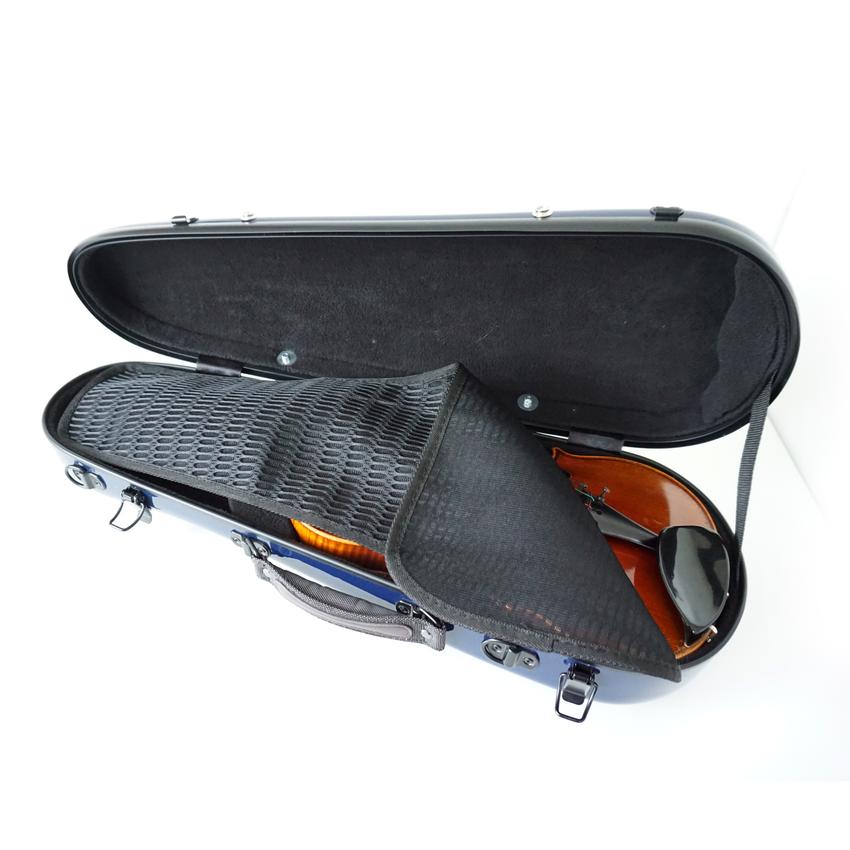 Set: Blue violin flight case, LOVE tape, bow case / Dunkelblaues Violin Travel Case, blaue LOVE-Bänder, Bogenetui