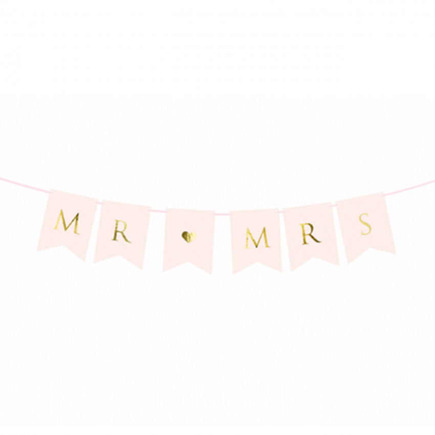1 Bannergirlande - Mr & Mrs - Rosa