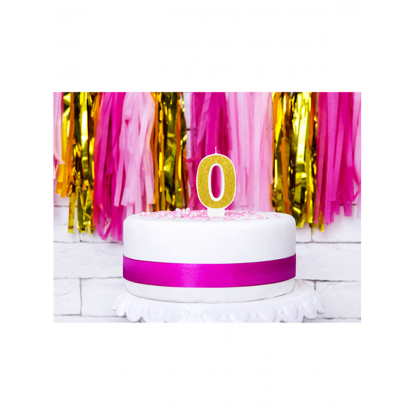 1 Kuchenkerze - Zahl 0 - Gold